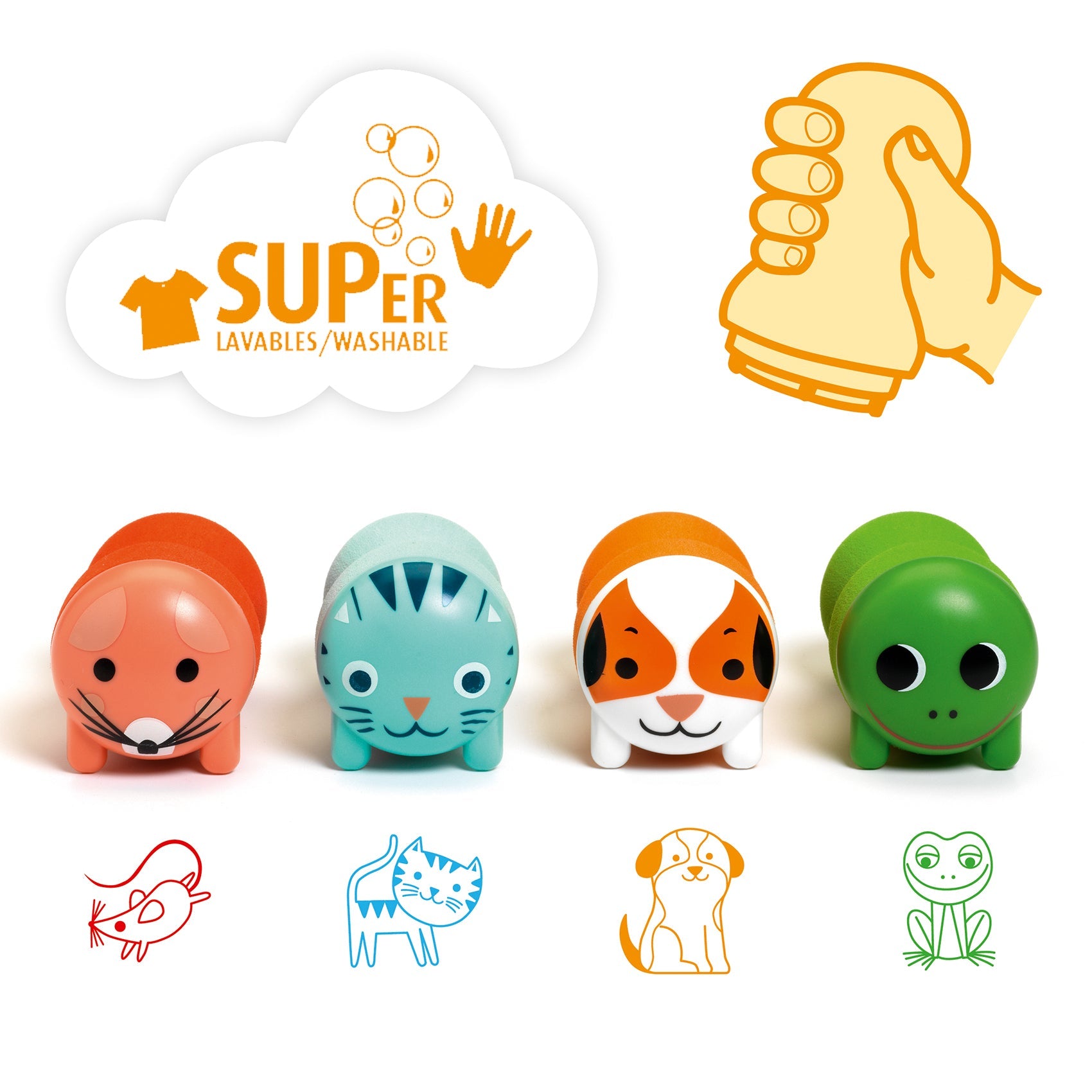 Tampons des petites mains Animaux de jardin - DJECO dj09009 3070900090095