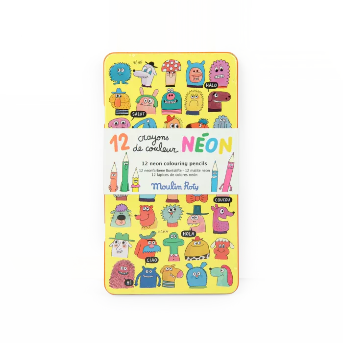 12 crayons de couleur néon Moulin Roty 716608 3575677166085