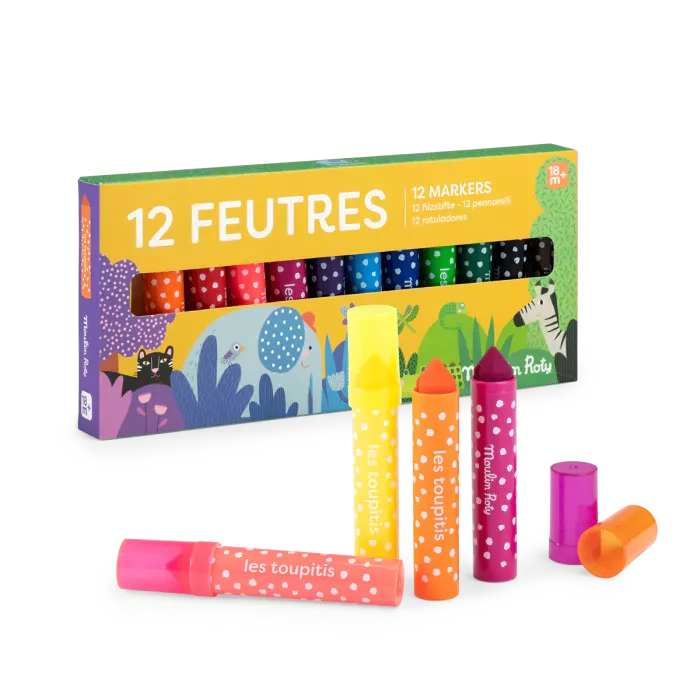 12 gros feutres pointes coniques - Moulin Roty 679607 3575676796078