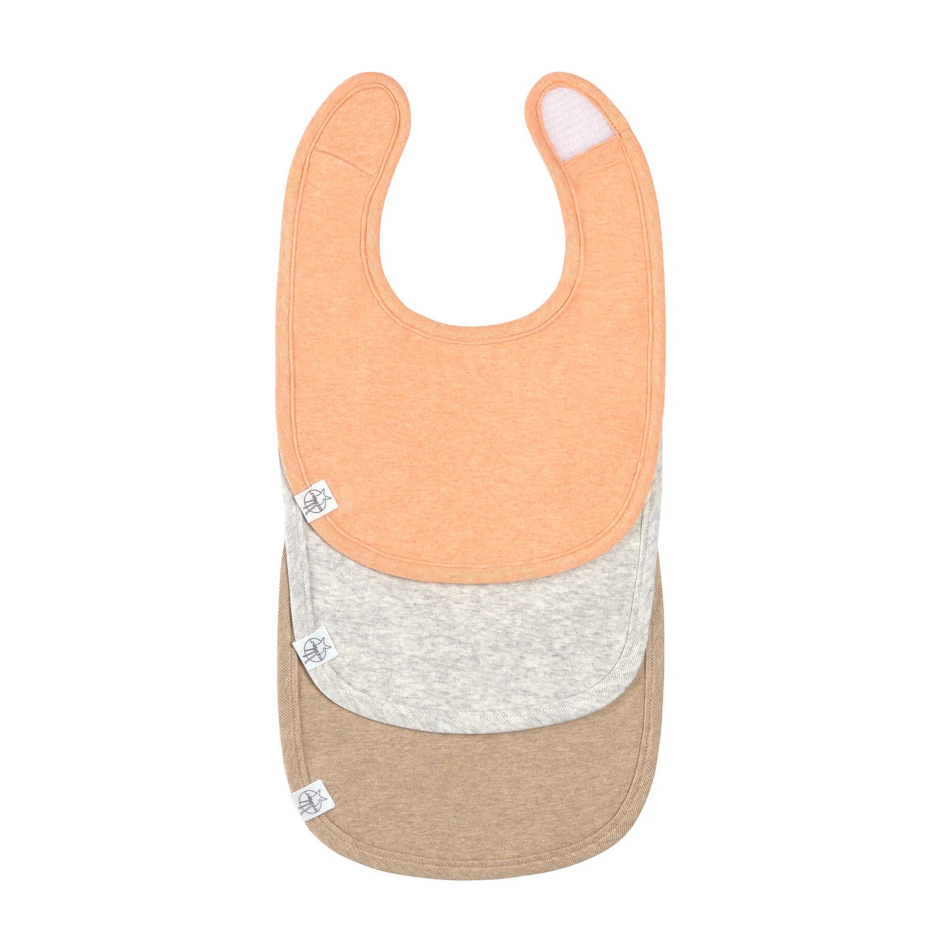Lot de 3 bavoirs GOTS, gris foncé gris clair nature mélange - LASSIG