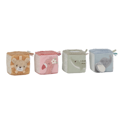 Lot de 4 cubes doux safari friends - LITTLE DUTCH