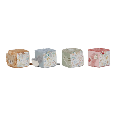 Lot de 4 cubes doux safari friends - LITTLE DUTCH