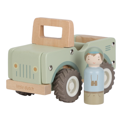voiture de safari en bois avec figurine - LITTLE DUTCH