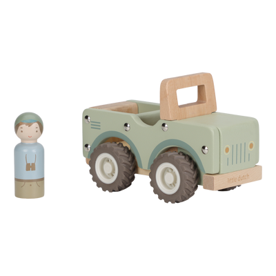 voiture de safari en bois avec figurine - LITTLE DUTCH