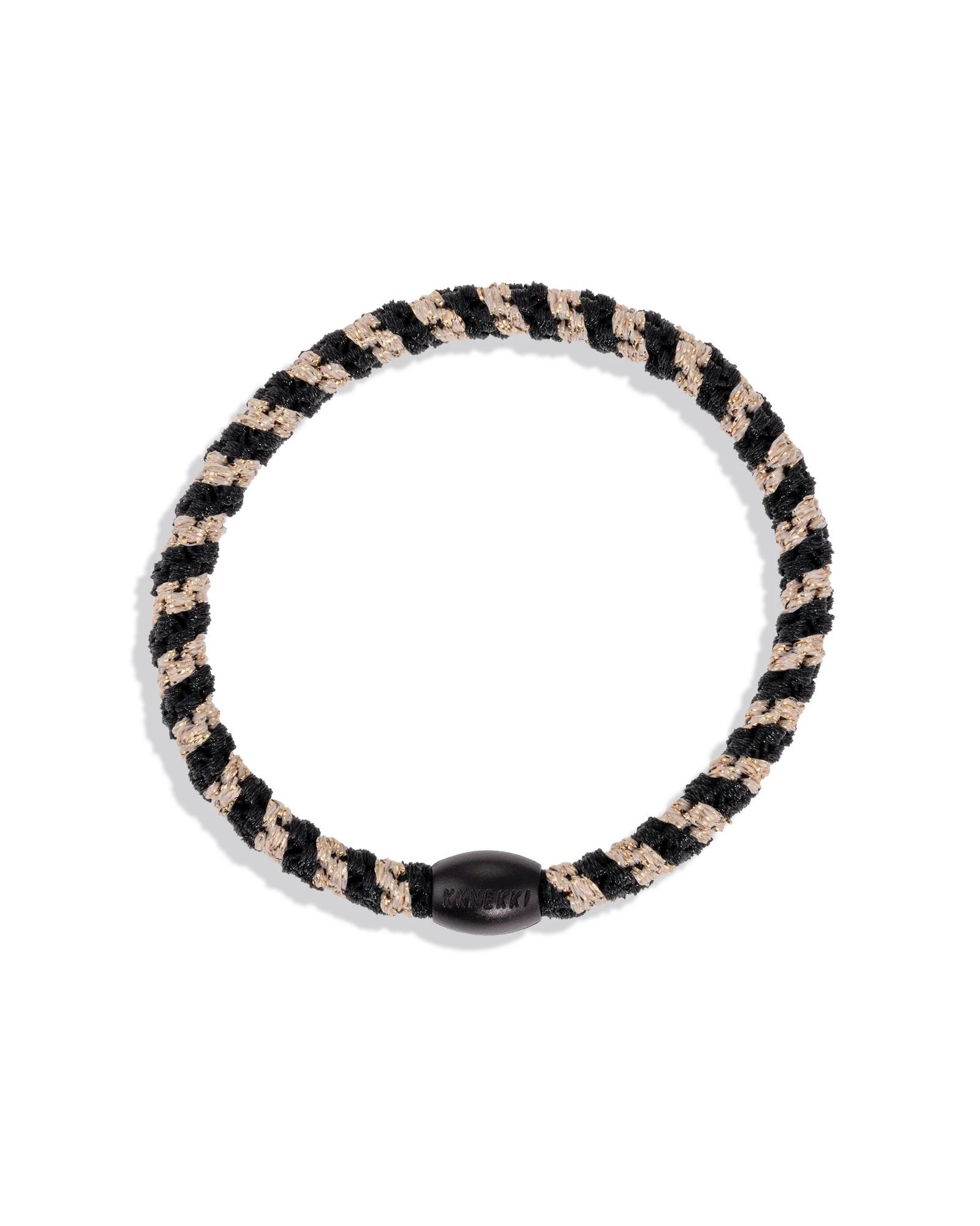 Élastique cheveux KKNEKKI Slim Black-Beige Glitter Stripe