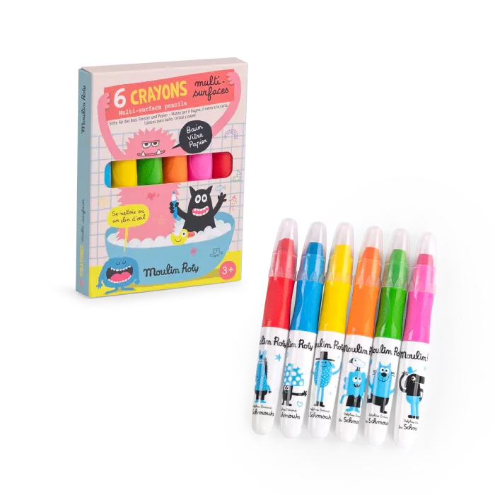 6 crayons multisurfaces les schmouks - MOULIN ROTY 716611 3575677166115