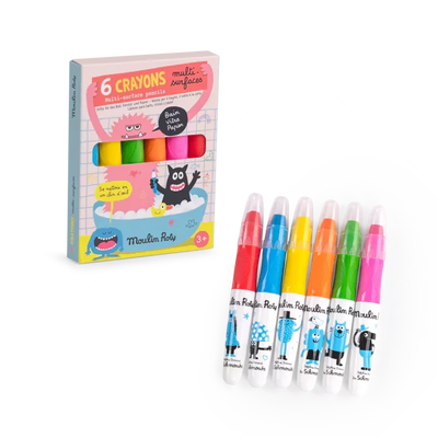 6 crayons multisurfaces les schmouks - MOULIN ROTY 716611 3575677166115