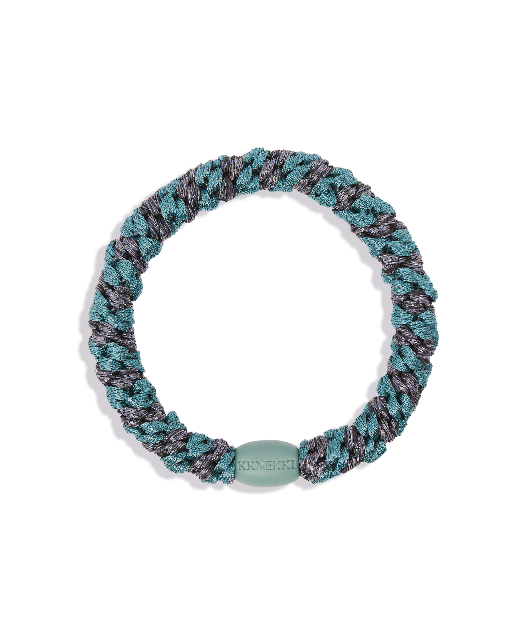 Élastique cheveux KKNEKKI Teal Steel Grey Glitter Stripe