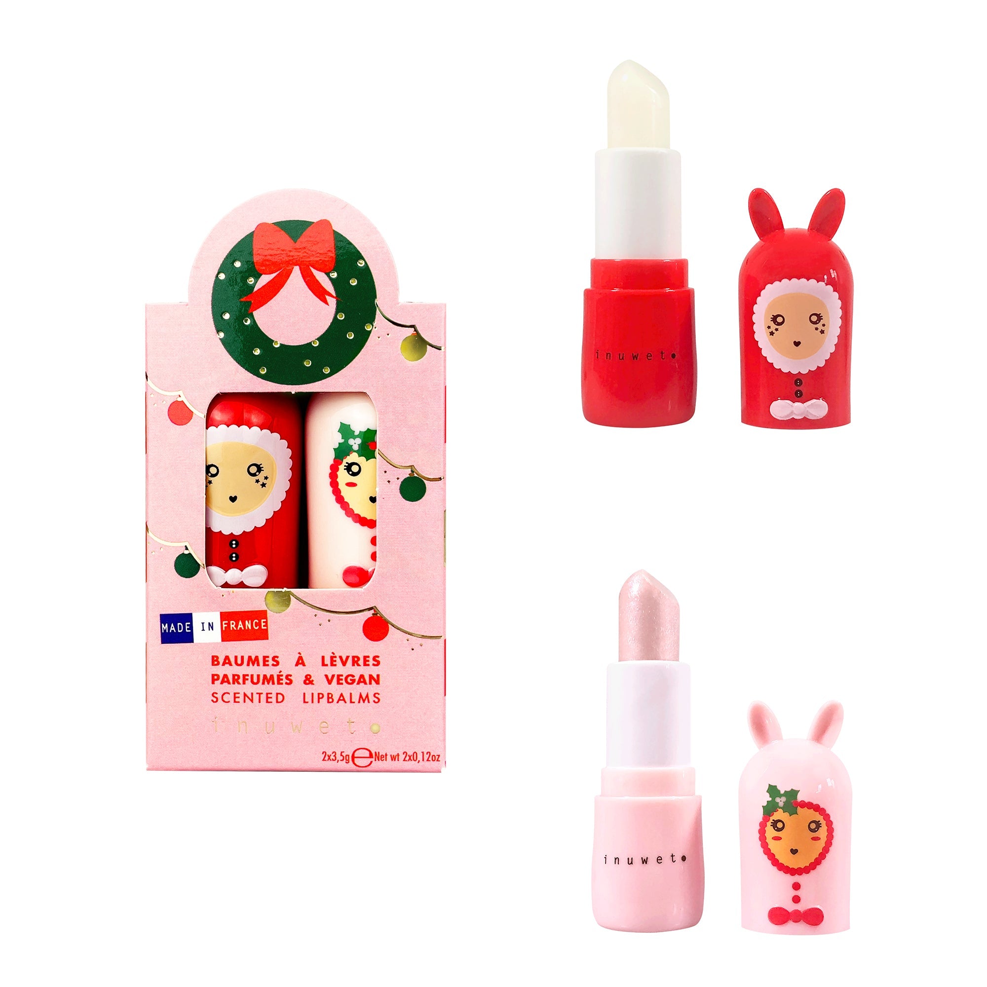 Coffret duo baumes à lèvres Couronne de Noël Inuwet – vue 2