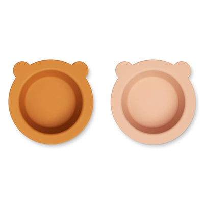 Bowl en Silicone 2 pack avec ventouse Peony Mustard/Tuscany rose- LIEWOOD