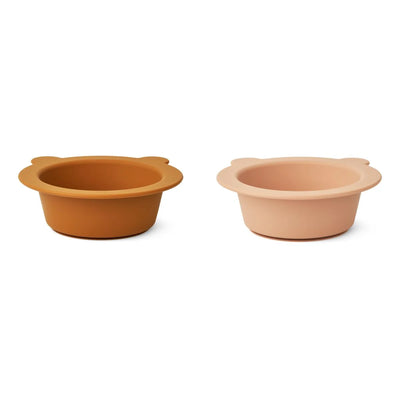 Bowl en Silicone 2 pack avec ventouse Peony Mustard/Tuscany rose- LIEWOOD