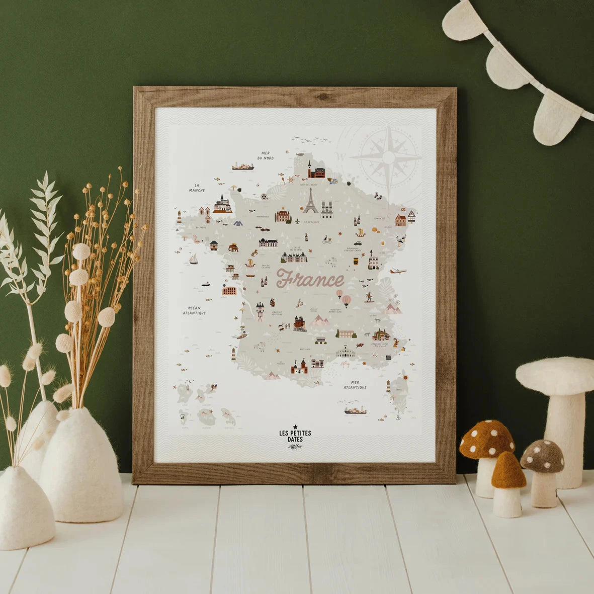 Affiche Carte de France - LES PETITES DATES 3770025645483