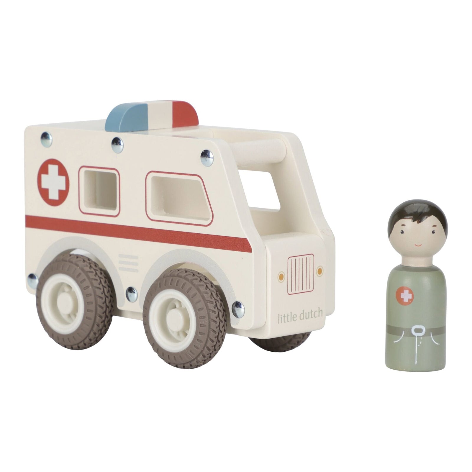 Ambulance en bois avec civière et soignant de Little Dutch