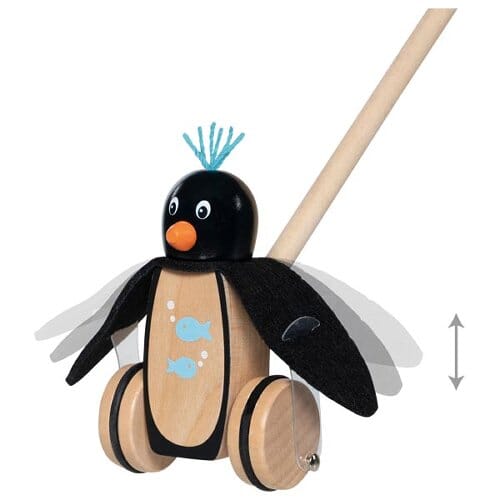 Animal à pousser pingouin Pablo en bois – GOKI