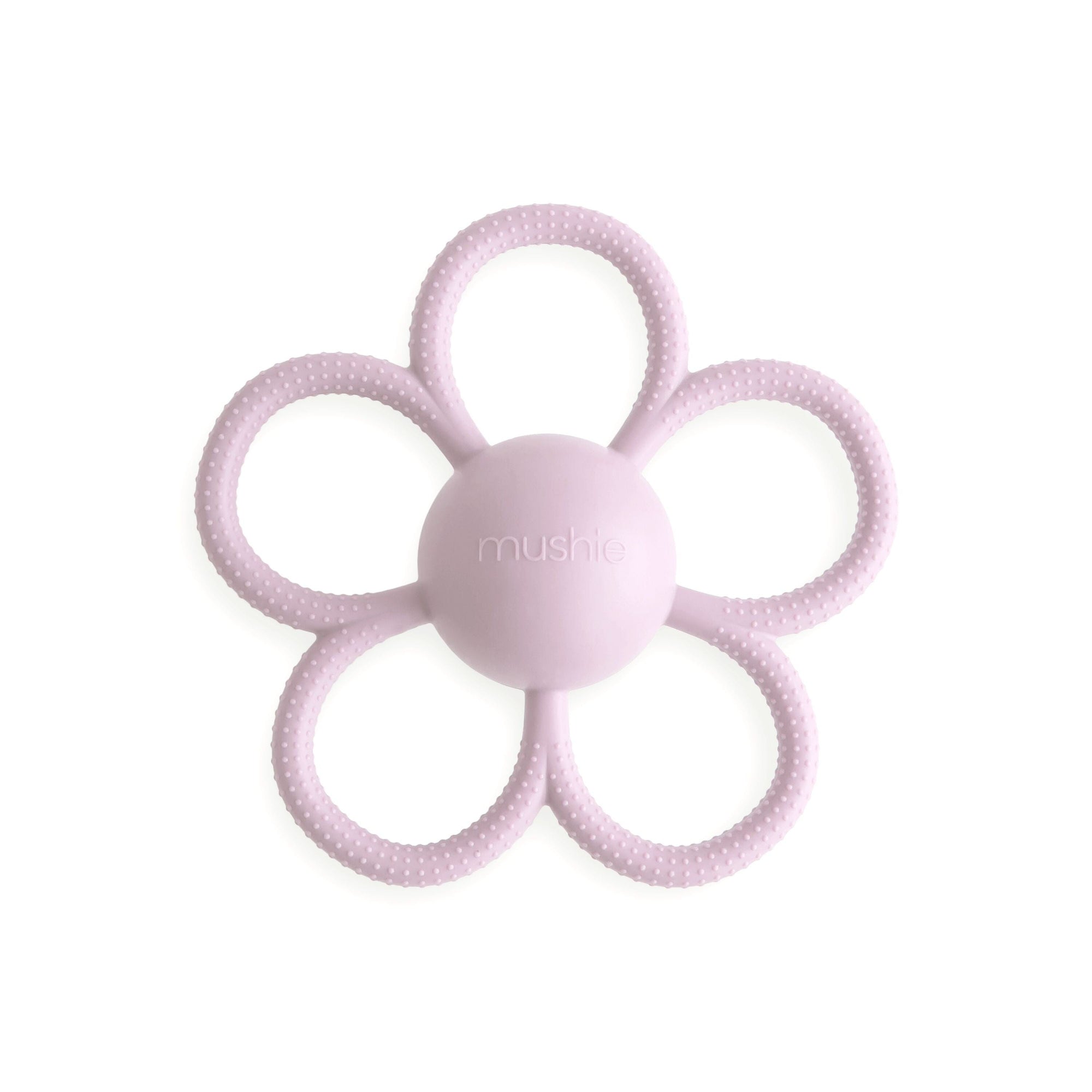 anneau de dentition hochet daisy soft lilac - mushie 70.078.02 840355802511