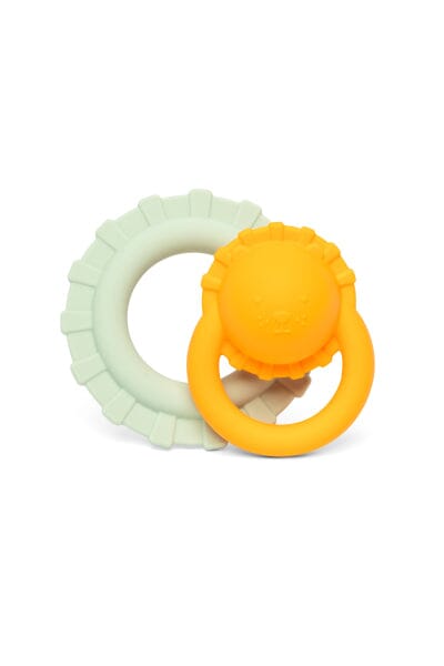 anneau de dentition hochet lion jaune et vert - LITTLE L