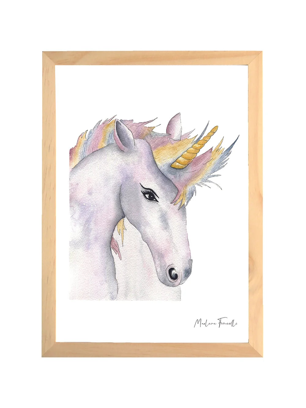 Aquarelle en cadre Arthèmis la licorne - Marlene Fancelli Art licorne 1234512334