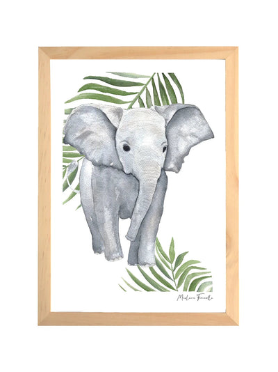 Aquarelle en cadre Elephant Louis feuilles - Marlene Fancelli Art Louis elephant feuilles 1234412353