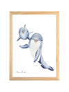 Aquarelle en cadre Famille dauphins- Marlene Fancelli Art famille dauphins 1234512363