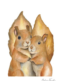 Aquarelle en cadre famille Ècureuil - Marlene Fancelli Art famille ecureuil 134728673930