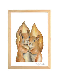 Aquarelle en cadre famille Ècureuil - Marlene Fancelli Art famille ecureuil 134728673930
