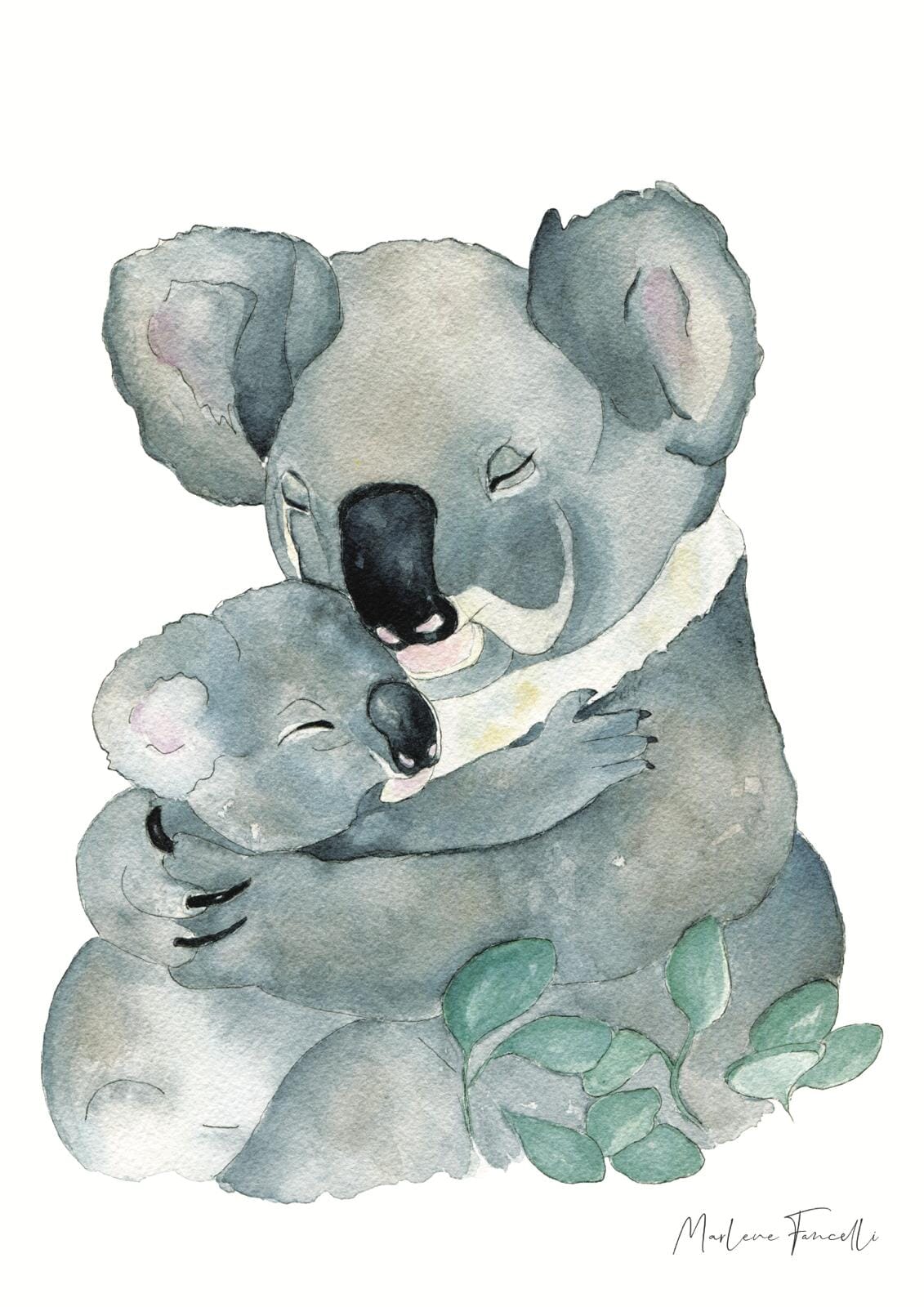 Aquarelle en cadre famille koala - Marlène Fancelli Art famille koala 123451235580