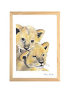 Aquarelle en cadre famille lion - Marlene Fancelli Art famille lion 483685943561