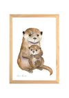 Aquarelle en cadre Famille Loutres - Marlene Fancelli Art famille loutres 12345123845