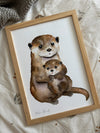 Aquarelle en cadre Famille Loutres - Marlene Fancelli Art famille loutres 12345123845