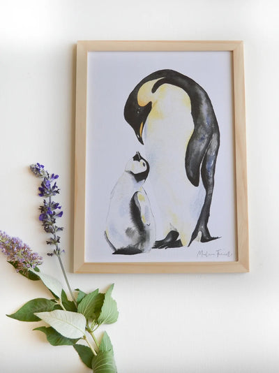 Aquarelle en cadre Famille pingouins- Marlene Fancelli Art 1234512395