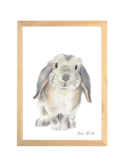 Aquarelle en cadre Zoupi Lapin Bélier - Marlene Fancelli Art Zoupi 1234512366