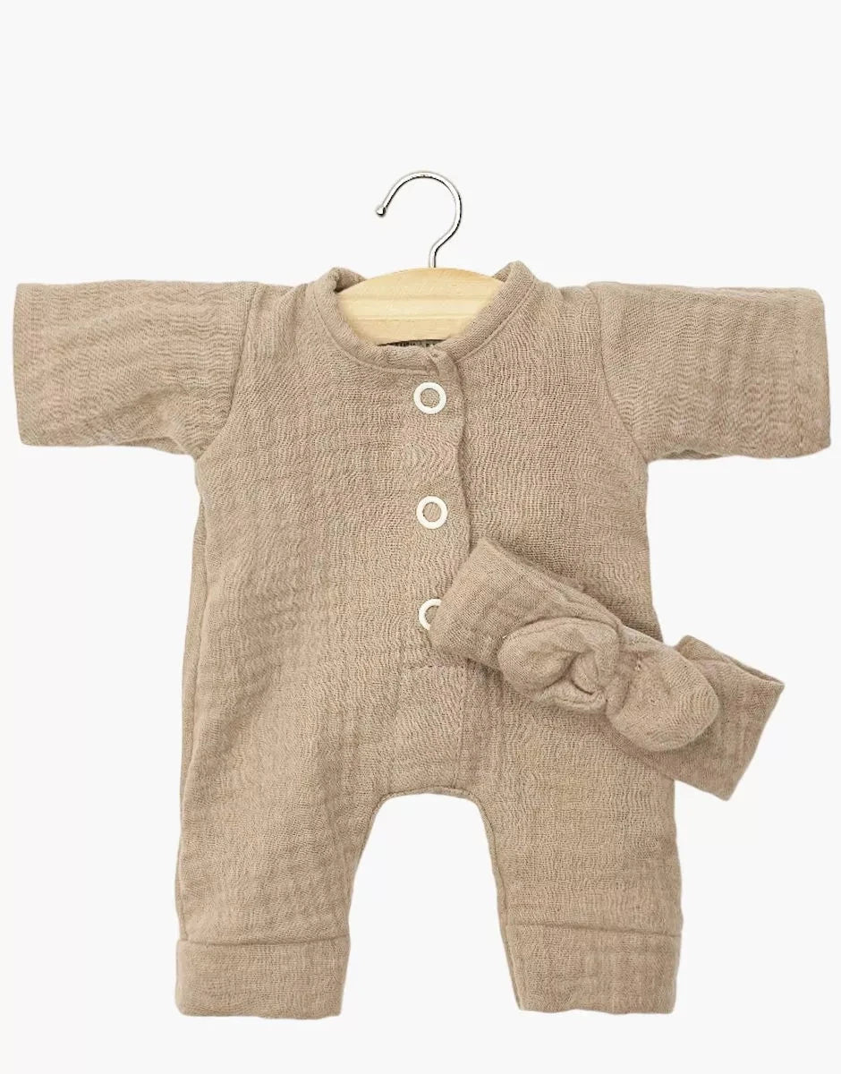 Babies – Combinaison Lili et son headband en gaze de coton moka - MINIKANE CB.10.652 3701548460123