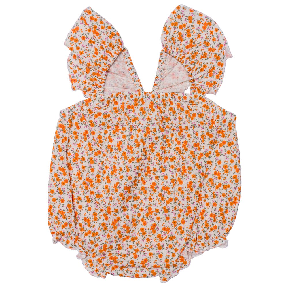 Barboteuse à bretelles liberty orange - BB&CO COMBF22A 3662159046727