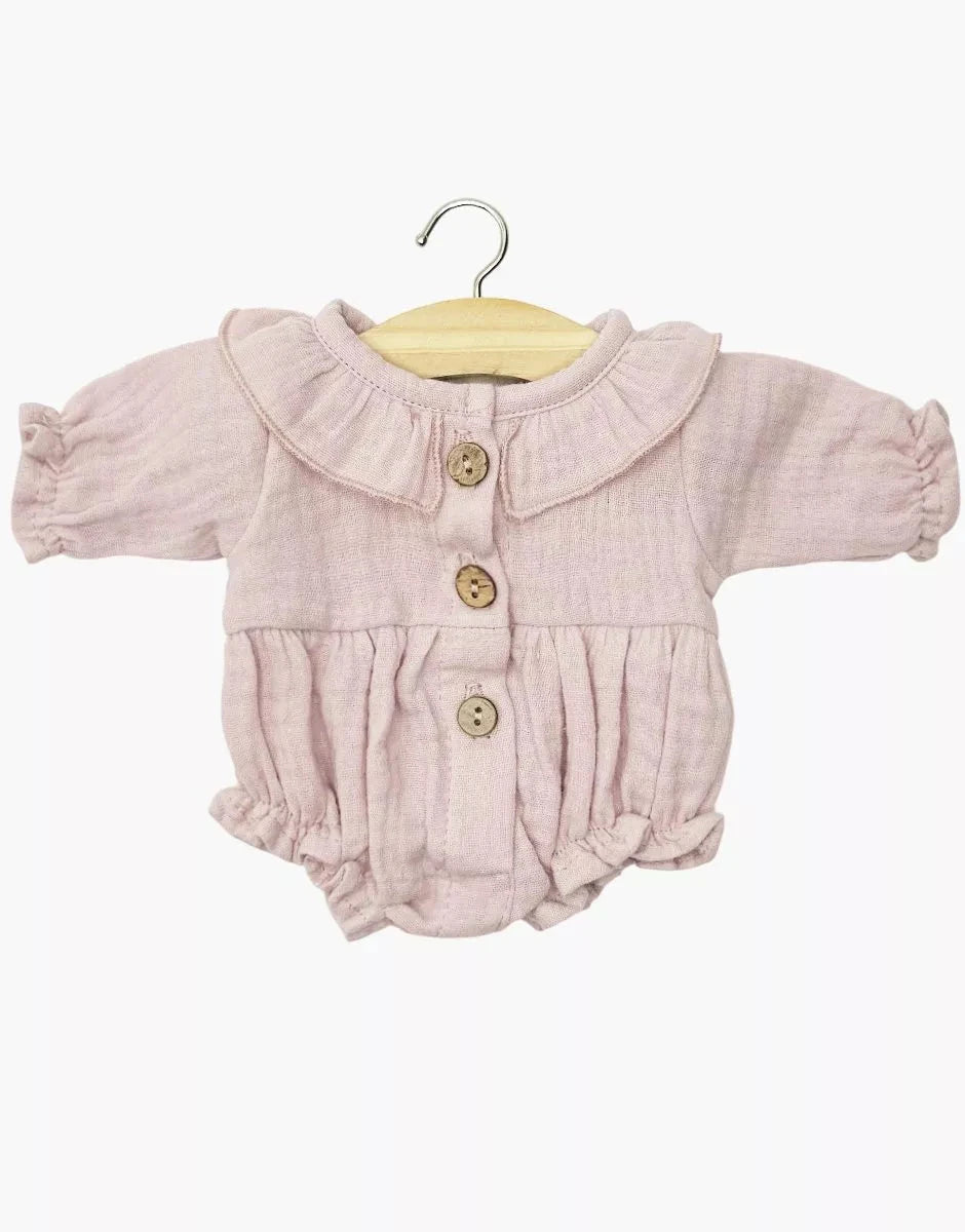 Barboteuse Léonore à manches longues en gaze de coton rose orchidée - MINIKANE CG.17.402 3701548461489