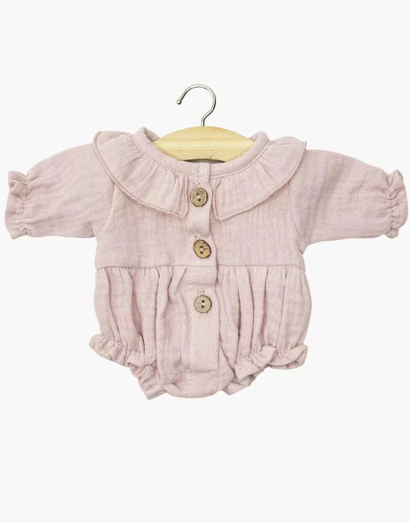 Barboteuse Léonore à manches longues en gaze de coton rose orchidée - MINIKANE CG.17.402 3701548461489