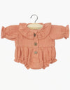 Barboteuse Léonore en gaze de coton marsala - MINIKANE CG.16.931 3701548449432