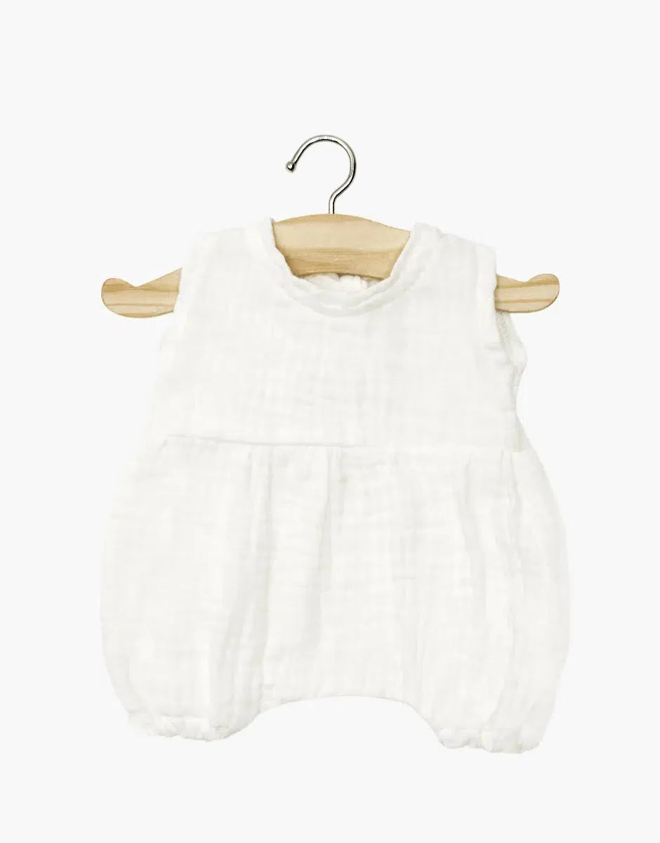 Barboteuse Noa en gaze de coton blanc avec pochon - minikane CG.17.141 3701548454122