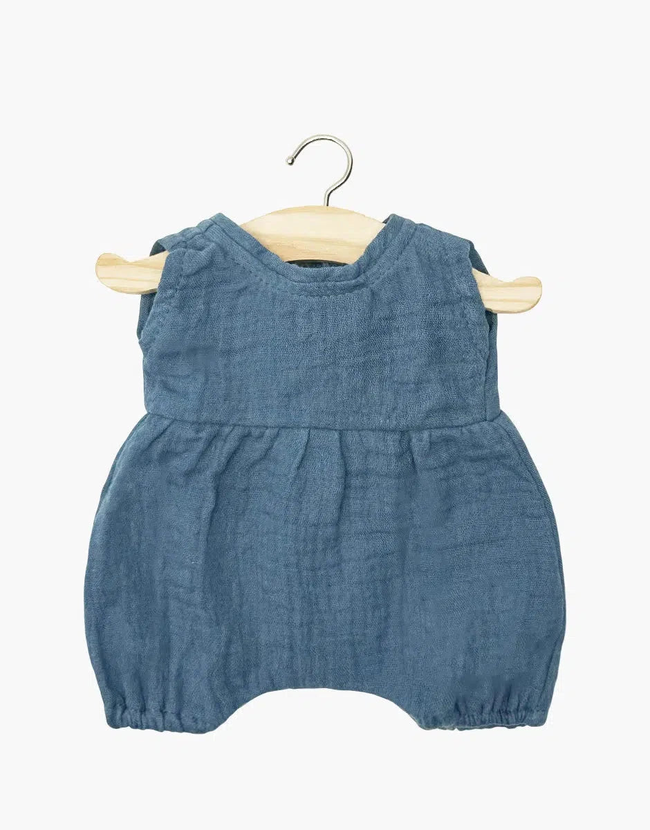 Barboteuse Noa en gaze de coton bleu outremer avec pochon- minikane CG.17.142 3701548454139