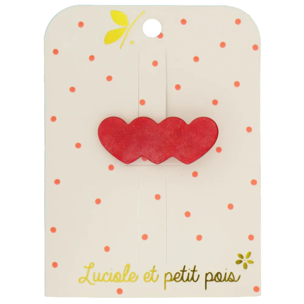 Barrette 3 coeurs rouge - Luciole et petit pois BA_26 