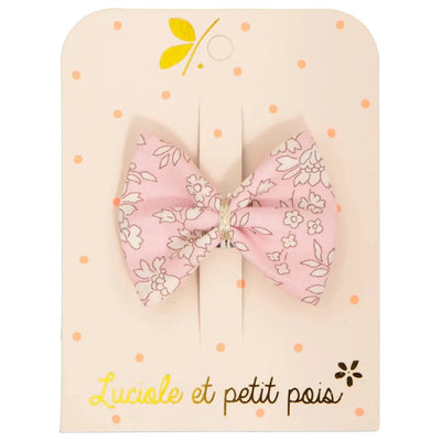 Barrette nœud ruban liberty capel rose- Luciole et petit pois NR_01