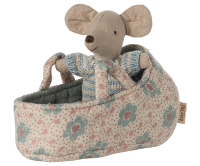 Bébé souris dans son couffin Bleu - MAILEG 17-5003-00 5707304147763