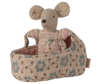 Bébé souris dans son couffin Rose - MAILEG 17-5004-00 5707304147770