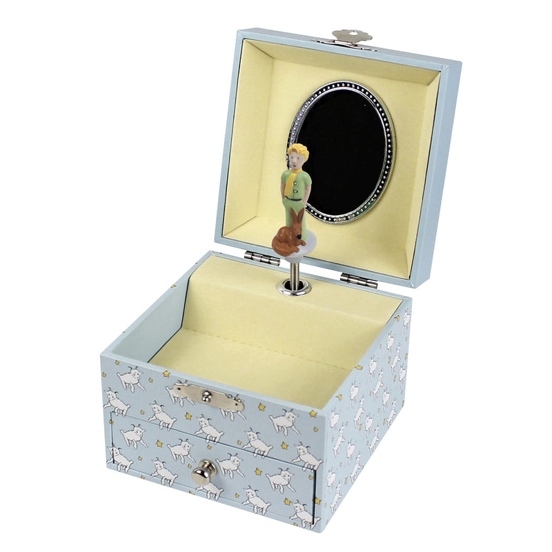 Boîte à musique cube Le Petit Prince et le mouton phosphorescente de Trousselier