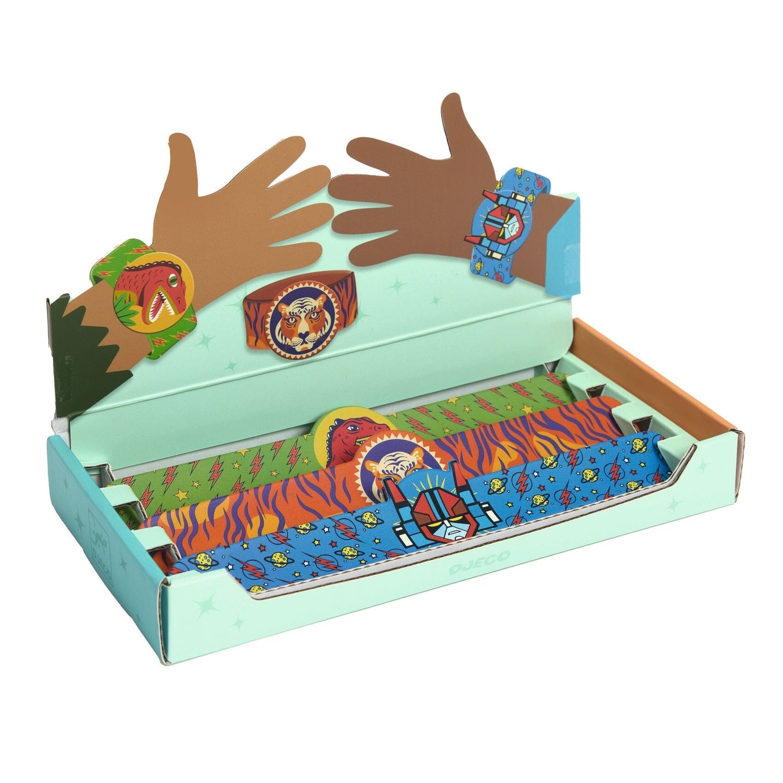 Bracelets enrouleur Dino, Tigre, Superhéros unité - DJECO DD03456 3070900034563