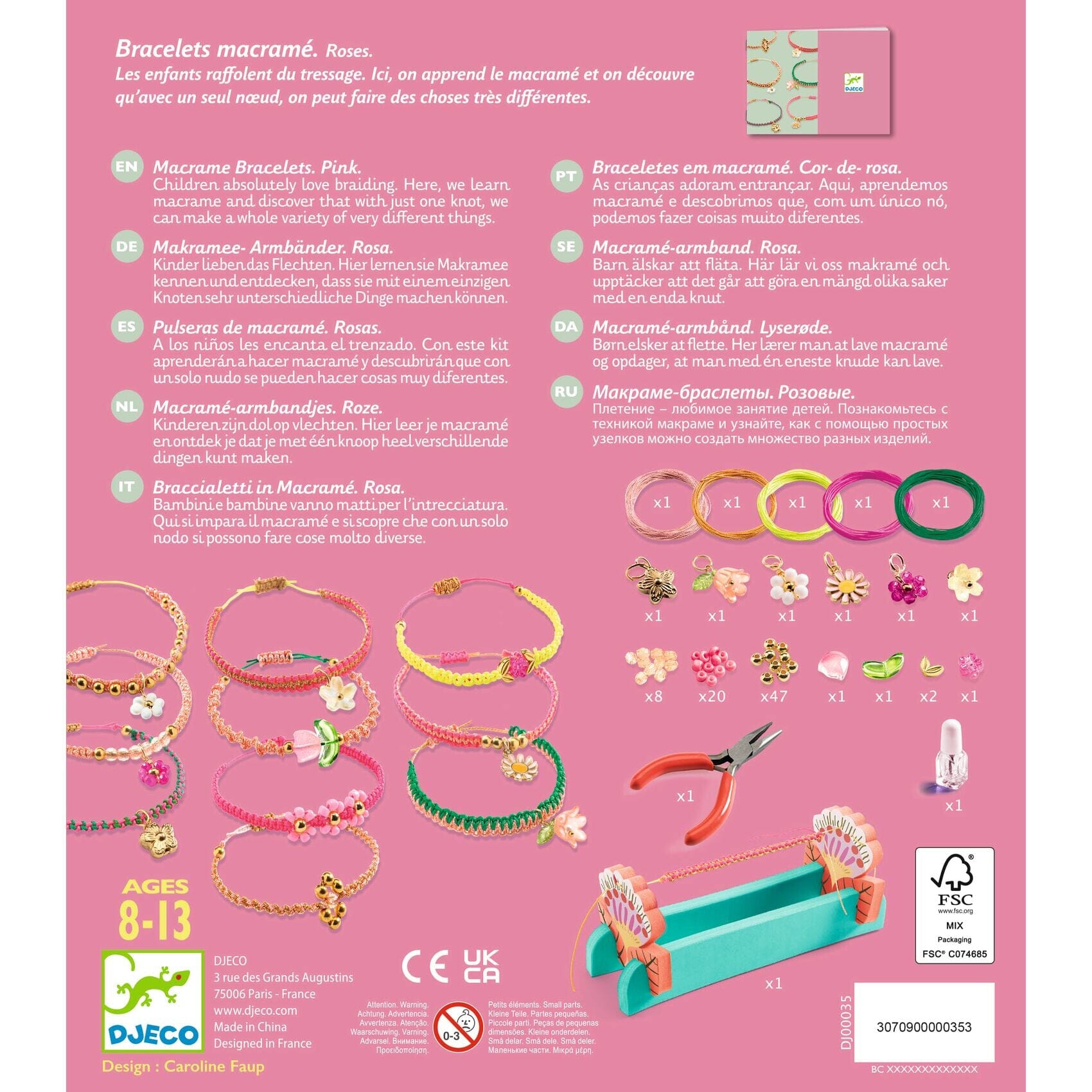 Bracelets macramé roses - DJECO