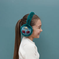 Cache-oreilles enfant Cerises teal cherries - Mimi & Lula