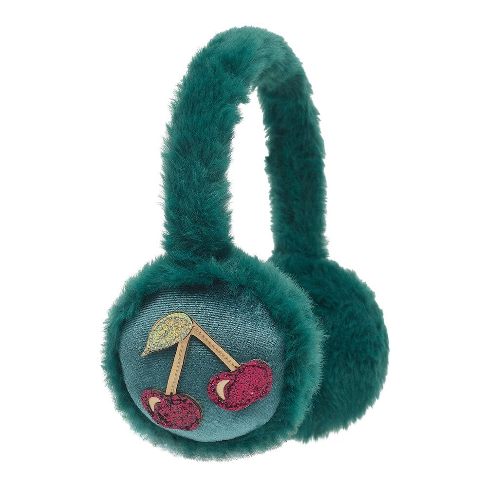 Cache-oreilles enfant Cerises teal cherries - Mimi & Lula