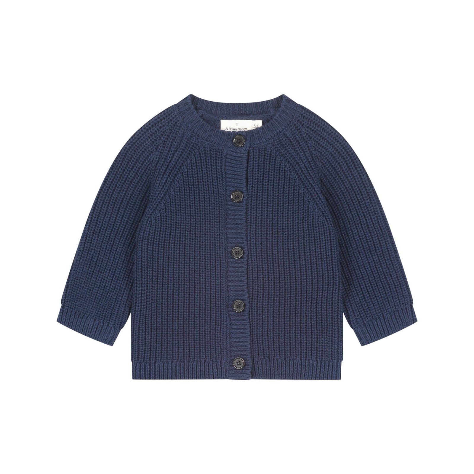 Cardigan bébé bleu foncé en maille – A Tiny Story, vue de face