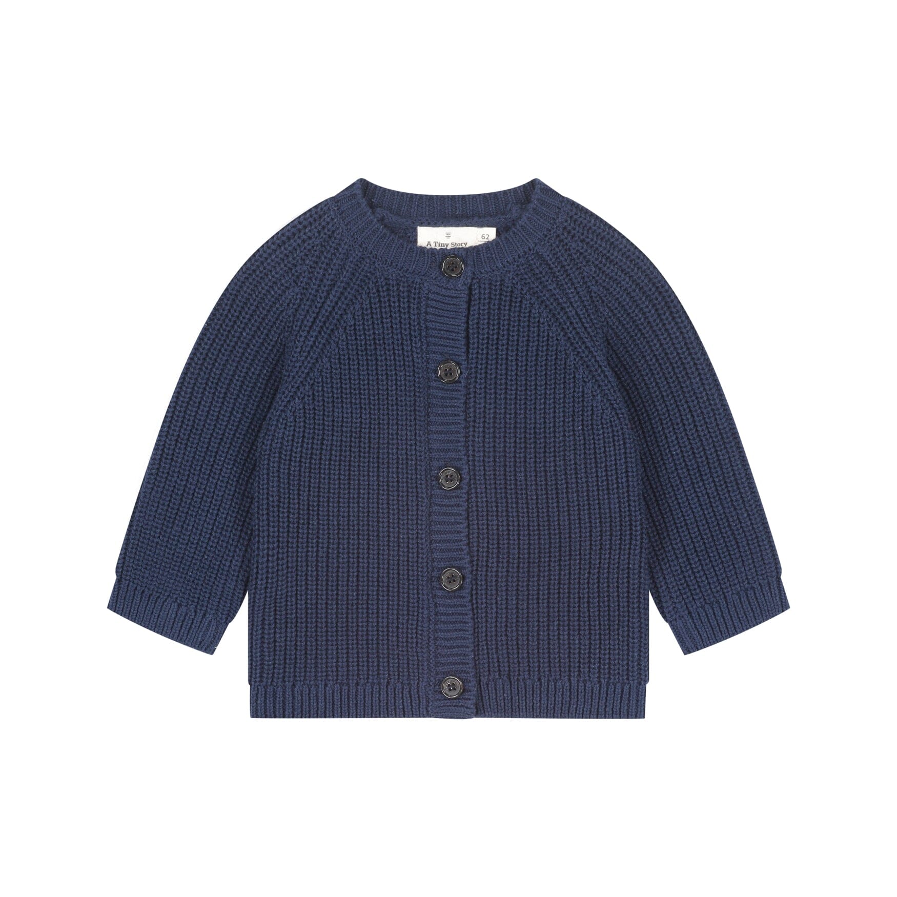 Cardigan bébé bleu foncé en maille – A Tiny Story, vue de face