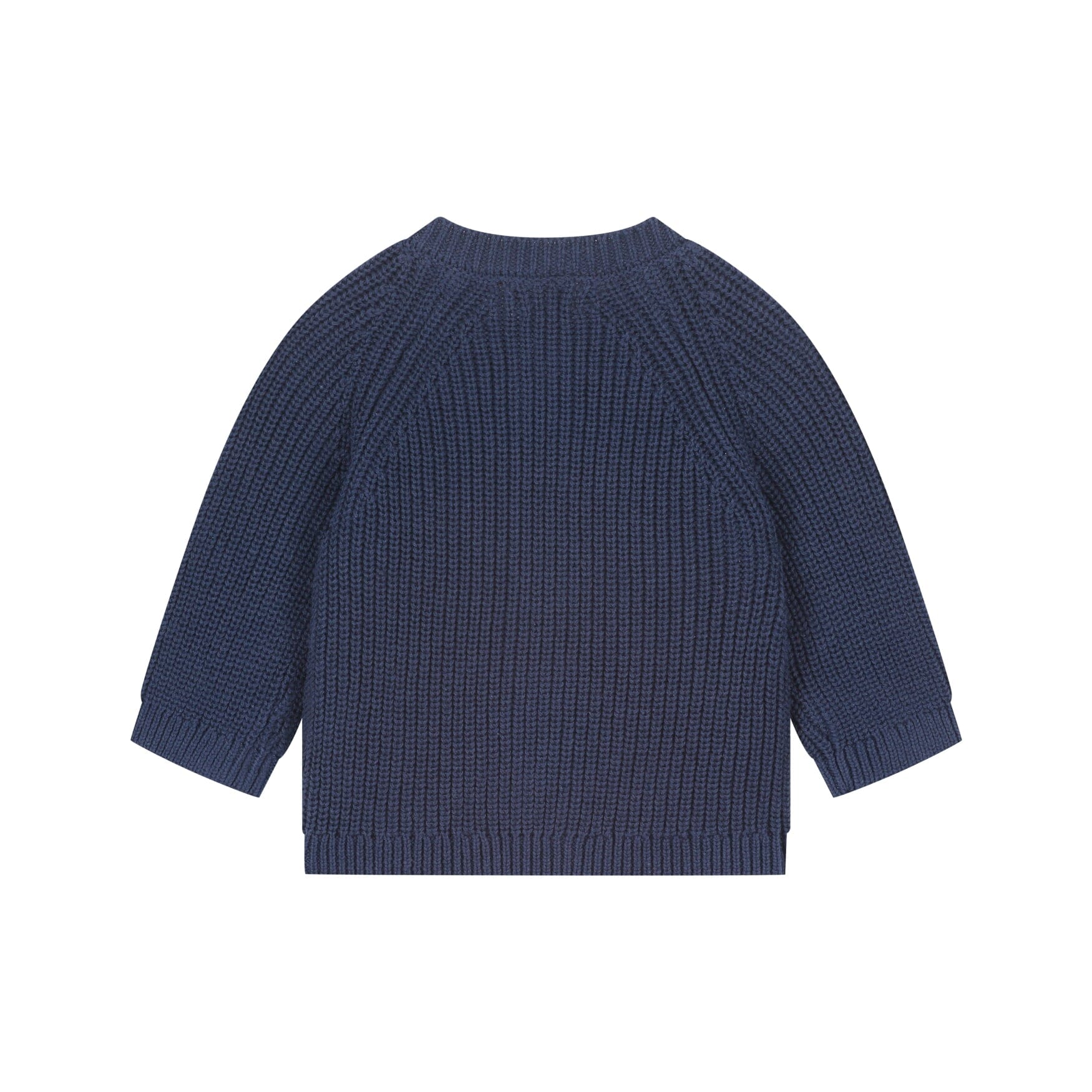 Cardigan bébé bleu foncé – A Tiny Story, vue de dos
